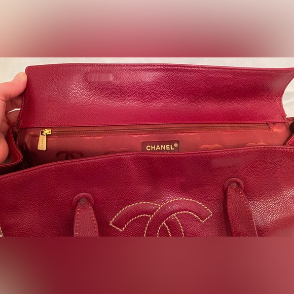 Chanel Tote Leather CC Logo on front AUTHENTIC VGUC - Picture 11 of 16